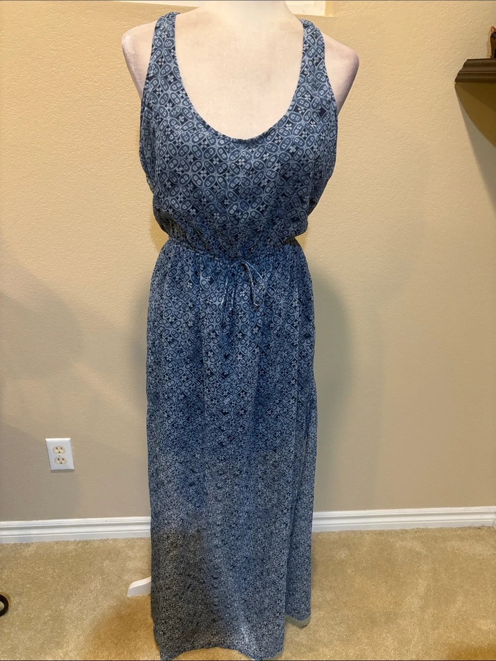 abercrombie blue maxi dress Crystal Glow Mesh Halter Maxi Dress Blue main image 0